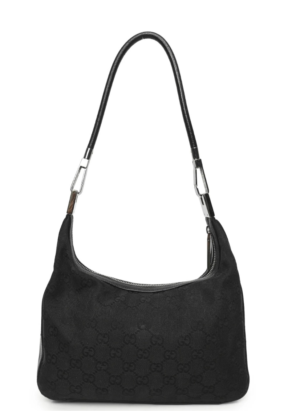 Gucci Vintage Black GG Canvas Hobo Shoulder Bag | Authentic Y2K